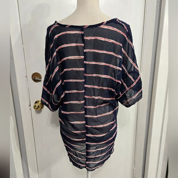 Poema sheer striped blouse size large - Picture 4 of 9